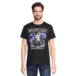 Halloween Netflix Wednesday Graphic Short Sleeve Cotton T-Shirt Plus Size 2XL